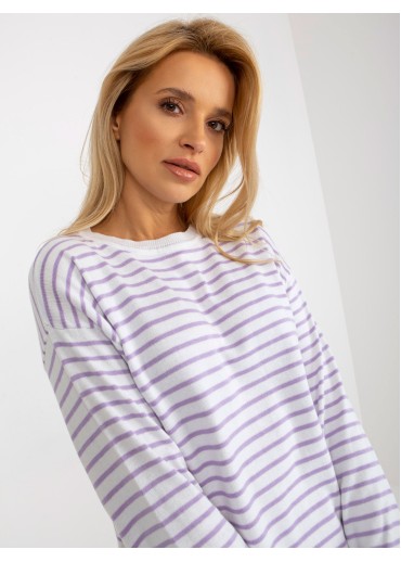 Fialový pruhovaný pulóver