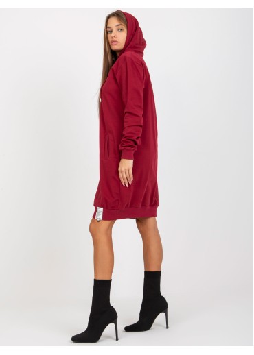 Bordovo červená mikinová tunika