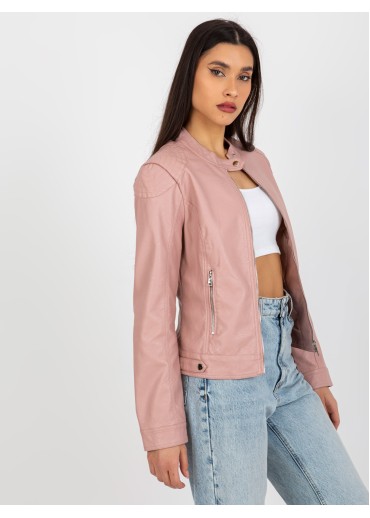 Púdrovo ružová koženková bunda