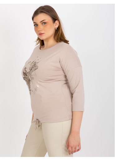 Béžovo hnedé tričko s potlačou vážka