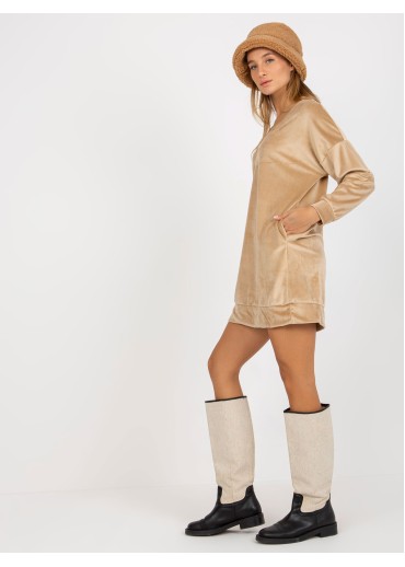 Béžovo hnedá zamatová tunika