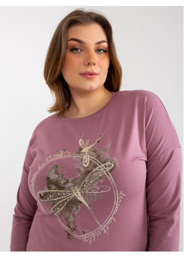 Tmavopúdrovo ružové tričko s potlačou vážka