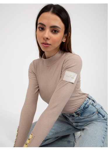 Béžovo hnedý úpletový polorolák