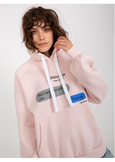 Púdrovo ružová mikina s kapucňou