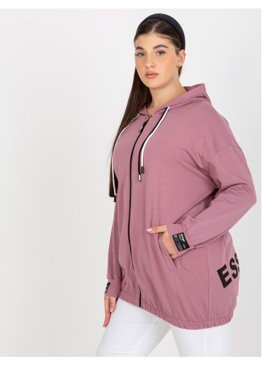 Tmavopúdrovo ružová mikina s kapucňou