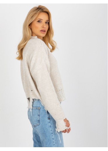 Béžovo hnedý potrhaný sveter