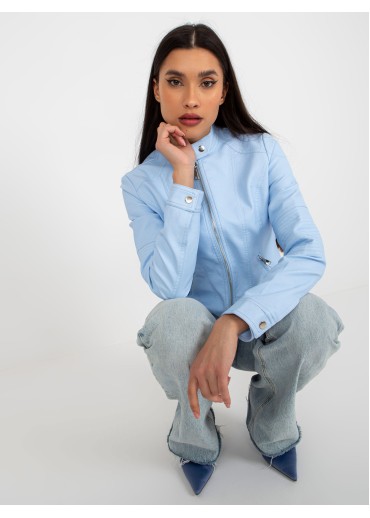 Svetlomodrá koženková bunda