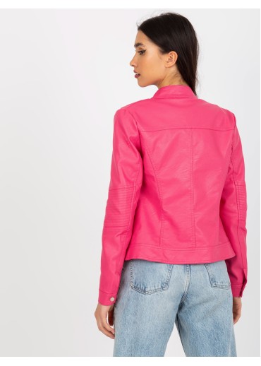 Tmavopúdrovo ružová koženková bunda