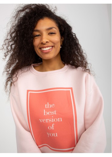 Púdrovo ružová mikina s potlačou