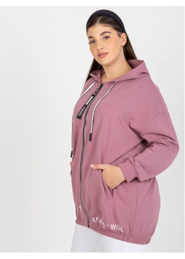 Tmavopúdrovo ružová mikina s kapucňou