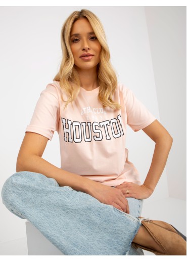 Broskyňovo ružové basic tričko s potlačou