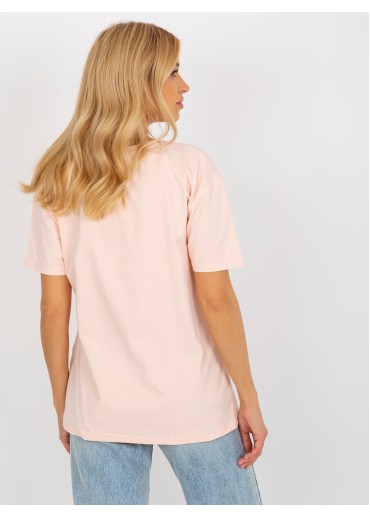 Broskyňovo ružové basic tričko s potlačou
