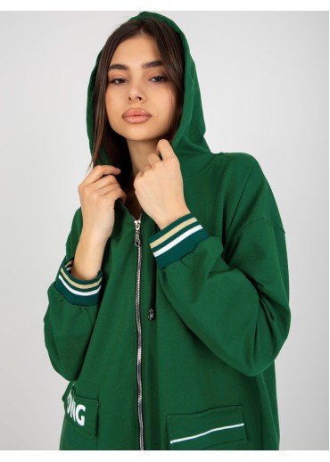 Tmavozelená predĺžená mikina