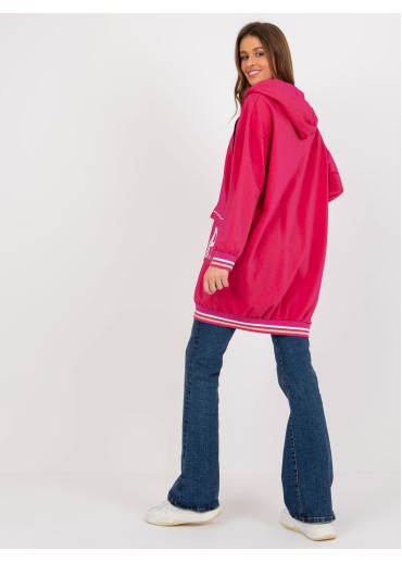 Fuchsiovo ružová predĺžená mikina