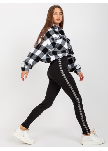 Čierne legíny s lampasom