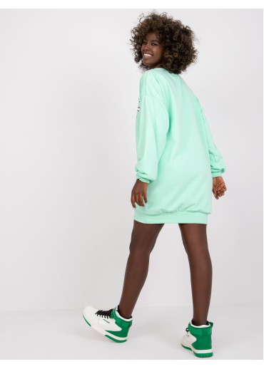 Svetlozelená predĺžená mikina