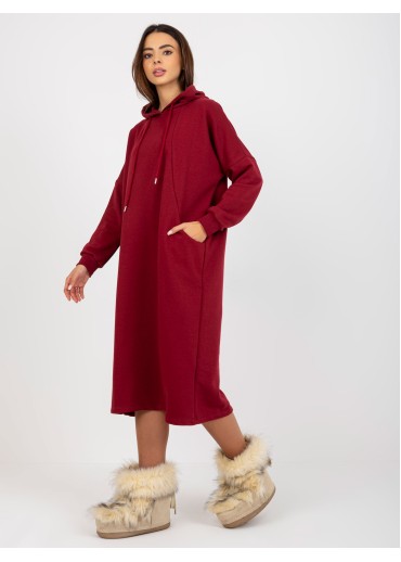 Bordovo červená mikinové šaty