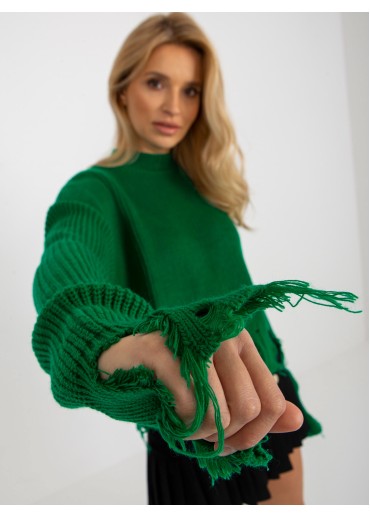 Zelený potrhaný sveter