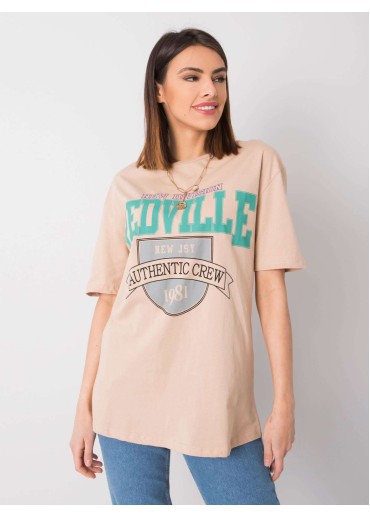 Béžovo hnedé tričko s potlačou