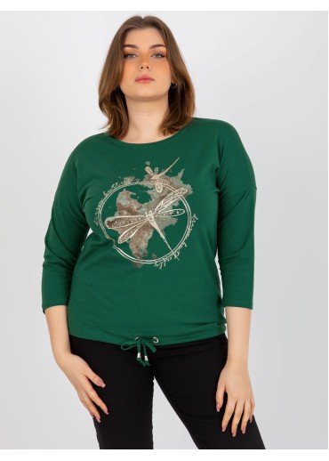 Tmavozelené tričko s potlačou vážka