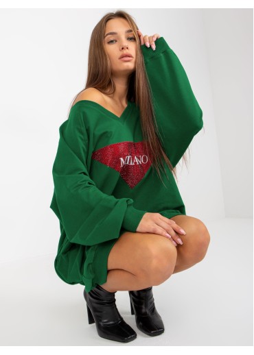 Tmavozelená mikinová tunika Milano
