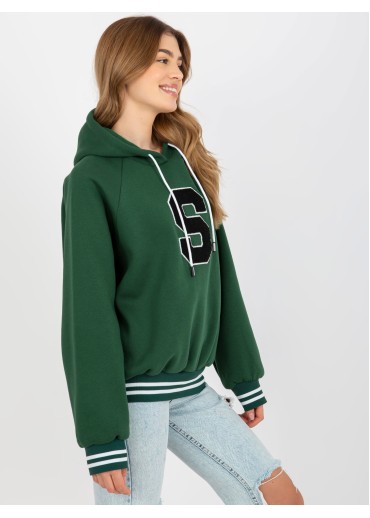 Tmavozelená mikina s kapucňou