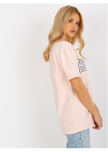 Broskyňovo ružové basic tričko s potlačou