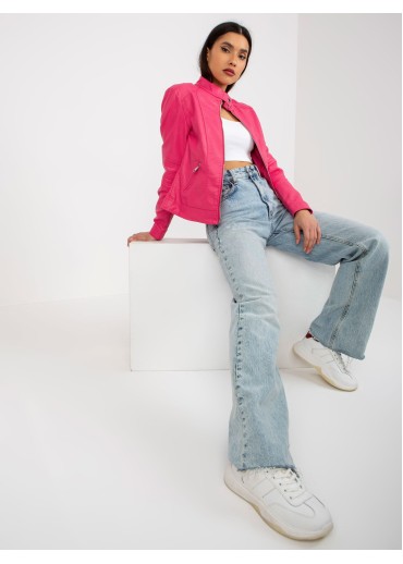 Tmavopúdrovo ružová koženková bunda