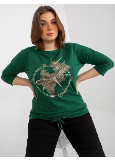 Tmavozelené tričko s potlačou vážka
