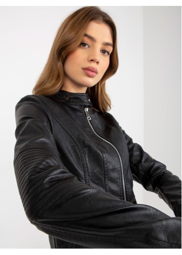 Čierna koženková bunda