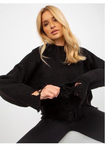 Čierny potrhaný sveter