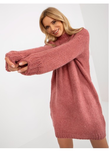 Tmavopúdrovo ružový dlhý sveter