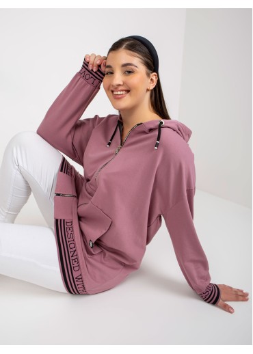 Tmavopúdrovo ružová mikina s kapucňou