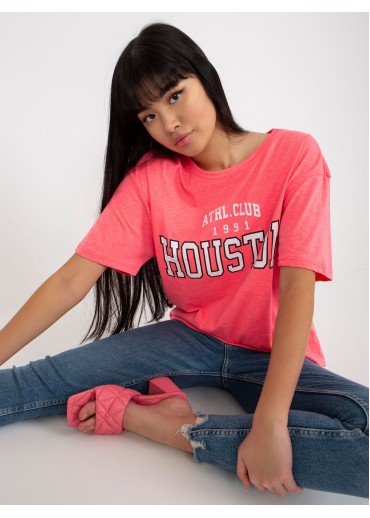 Neónovo ružové basic tričko s potlačou