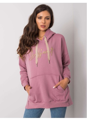 Tmavopúdrovo ružová mikina s kapucňou