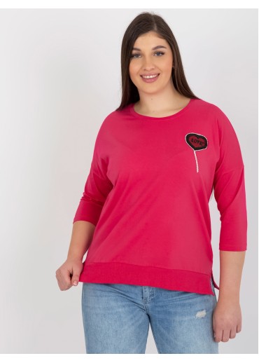 Fuchsiovo ružové tričko s nášivkou