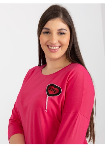 Fuchsiovo ružové tričko s nášivkou
