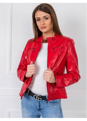 Červená koženková bunda