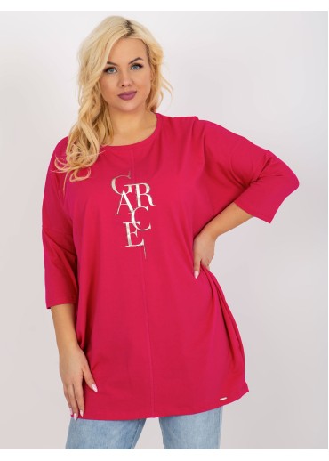 Fuchsiovo ružová tunika s potlačou
