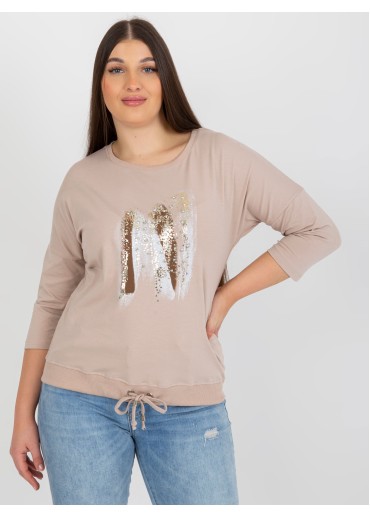 Béžovo hnedé tričko s potlačou