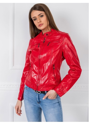 Červená koženková bunda