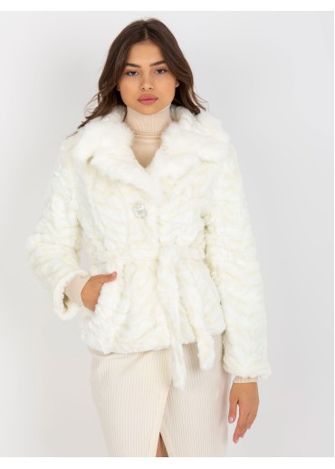 Biela kožušinová bunda