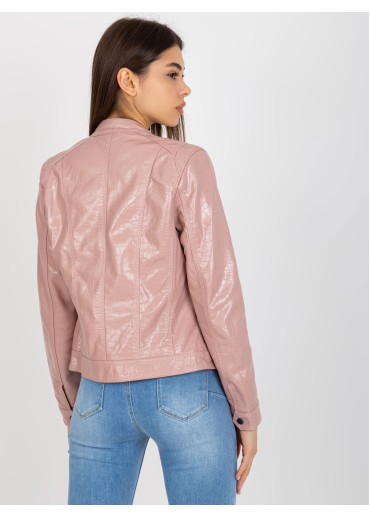 Púdrovo ružová koženková bunda