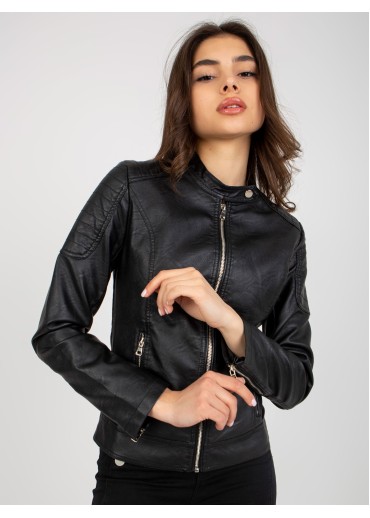 Čierna koženková bunda