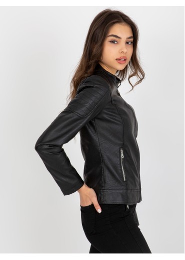 Čierna koženková bunda