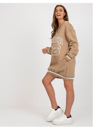 Béžovo hnedá mikina s potlačou
