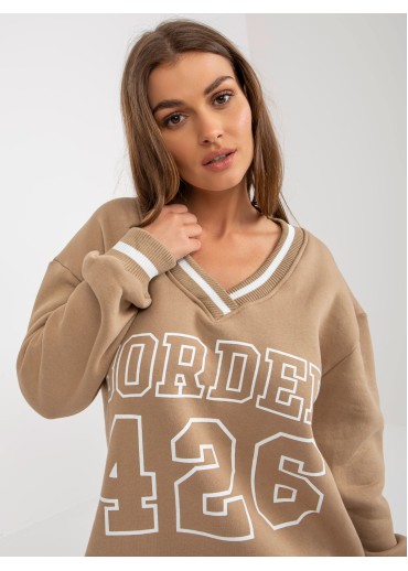 Béžovo hnedá mikina s potlačou
