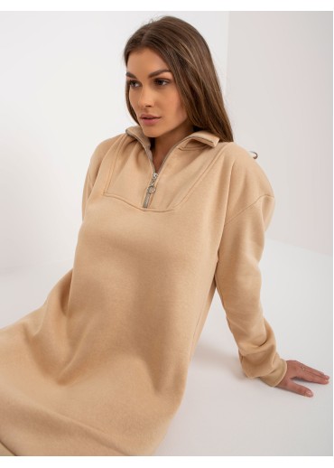 Béžovo hnedá predĺžená mikina