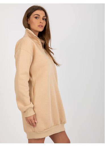 Béžovo hnedá predĺžená mikina