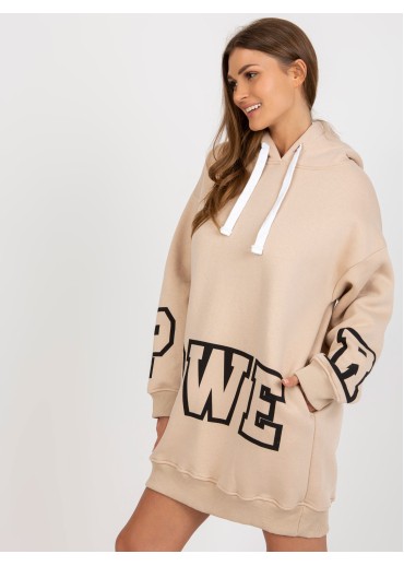 Béžovo hnedá predĺžená mikina